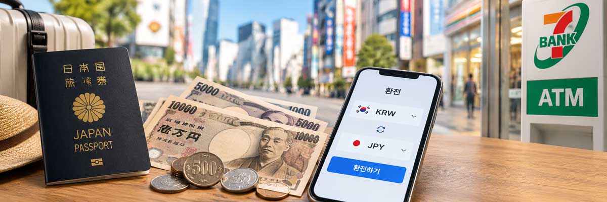 일본 여행 환전 방법을 비교하는 엔화와 환전 앱, ATM